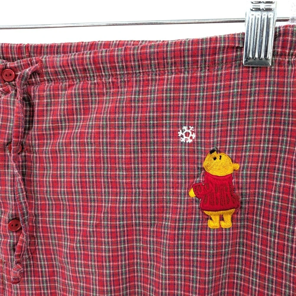 Vintage Disney Winnie the Pooh Plaid Pajama‎ Pants Mens Small Button Fly Cotton